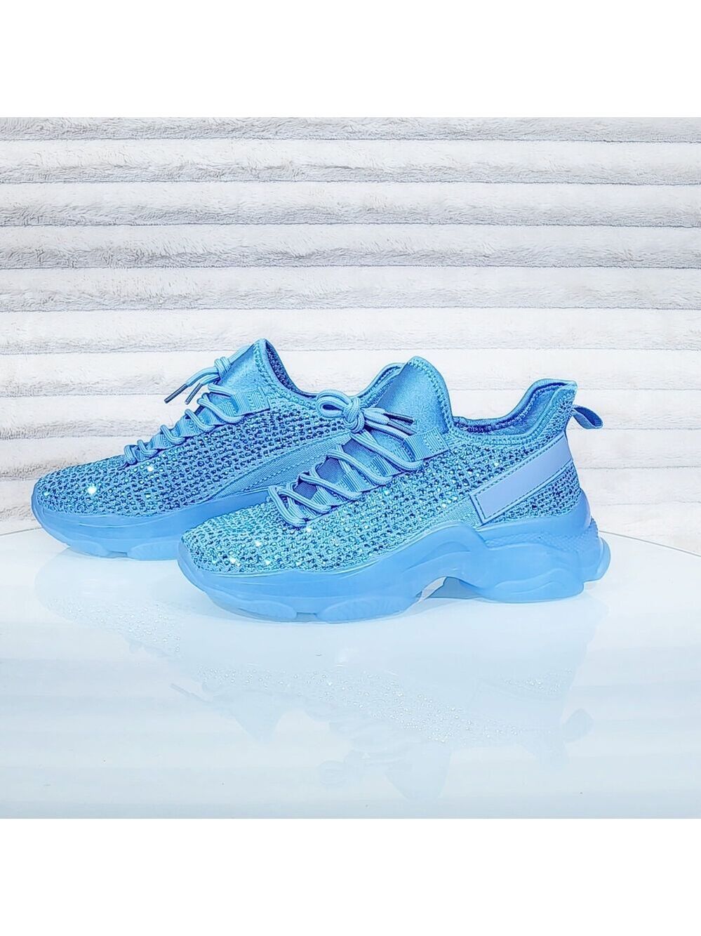 NIB Frey Blue Jelly Sole Slip On Pull Tie Comfy Running Shoes Sneakers